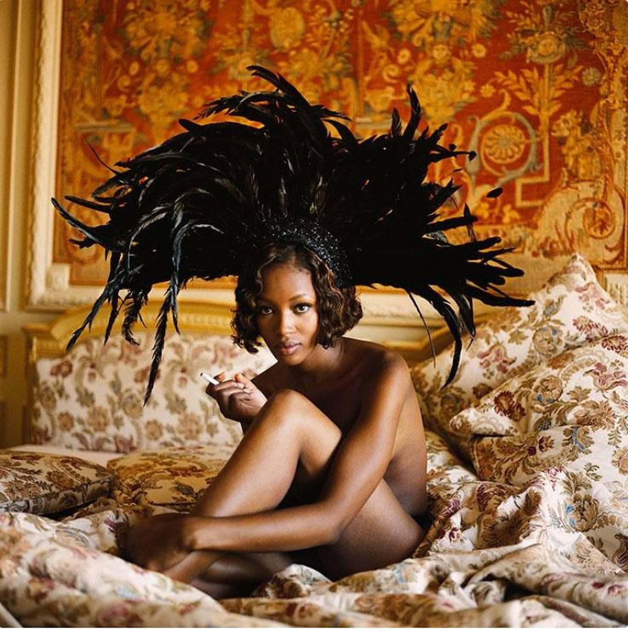 Michel Comte Black and White Photograph - Naomi Campbell, Vogue Italia