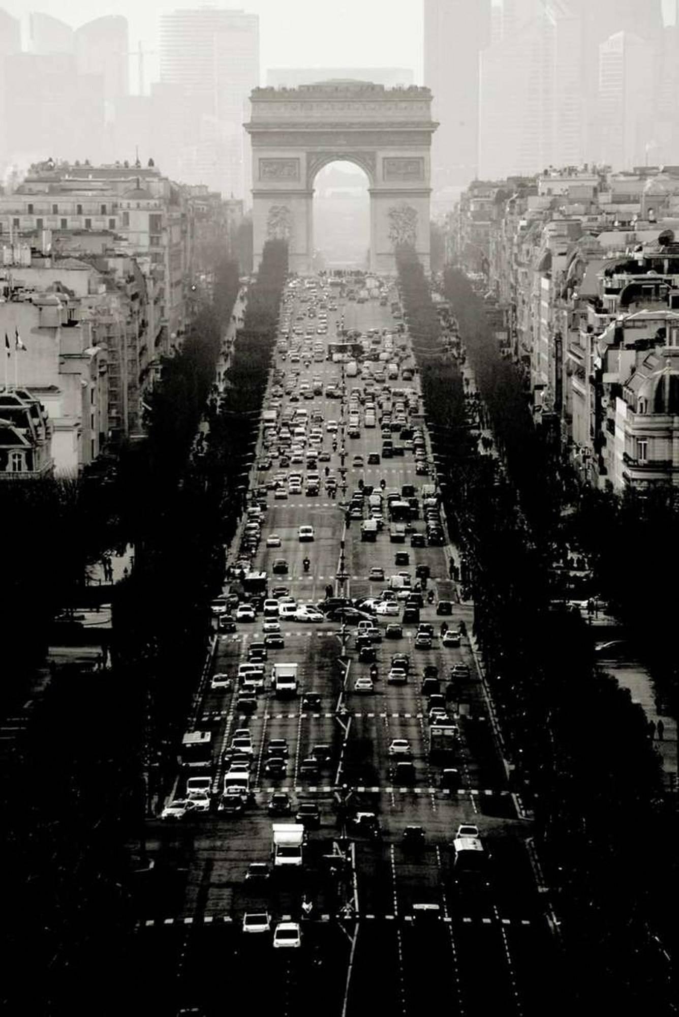 Andreas H. Bitesnich Black and White Photograph - Avenue des Champs-Elysees