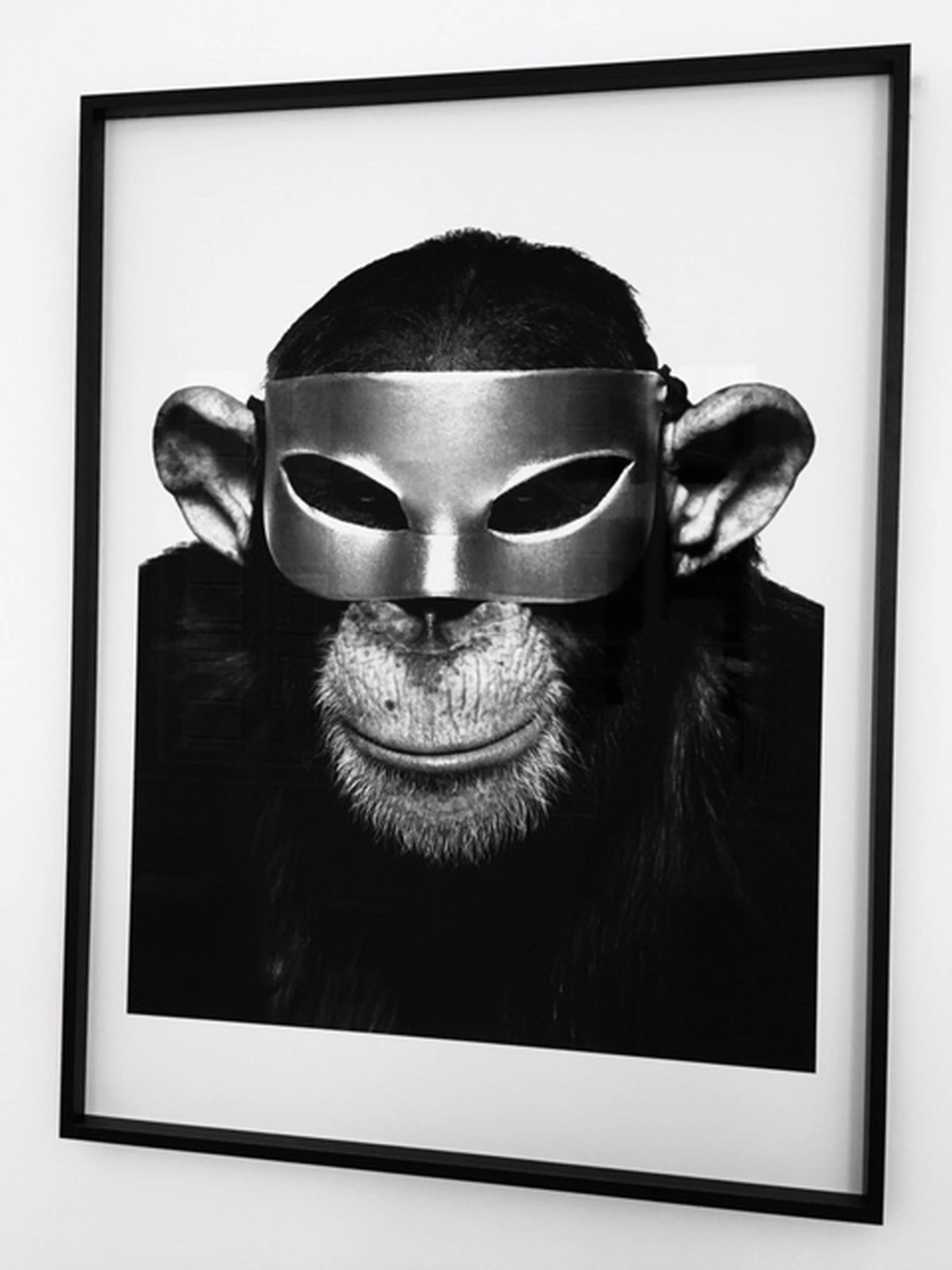 Affen mit Maske – Tierporträt mit Maske, Kunstfotografie, 1992 (Zeitgenössisch), Photograph, von Albert Watson