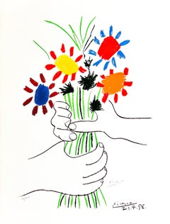 Pablo Picasso - Bouquet de Fleurs - Color lithograph on Arches paper - 1958