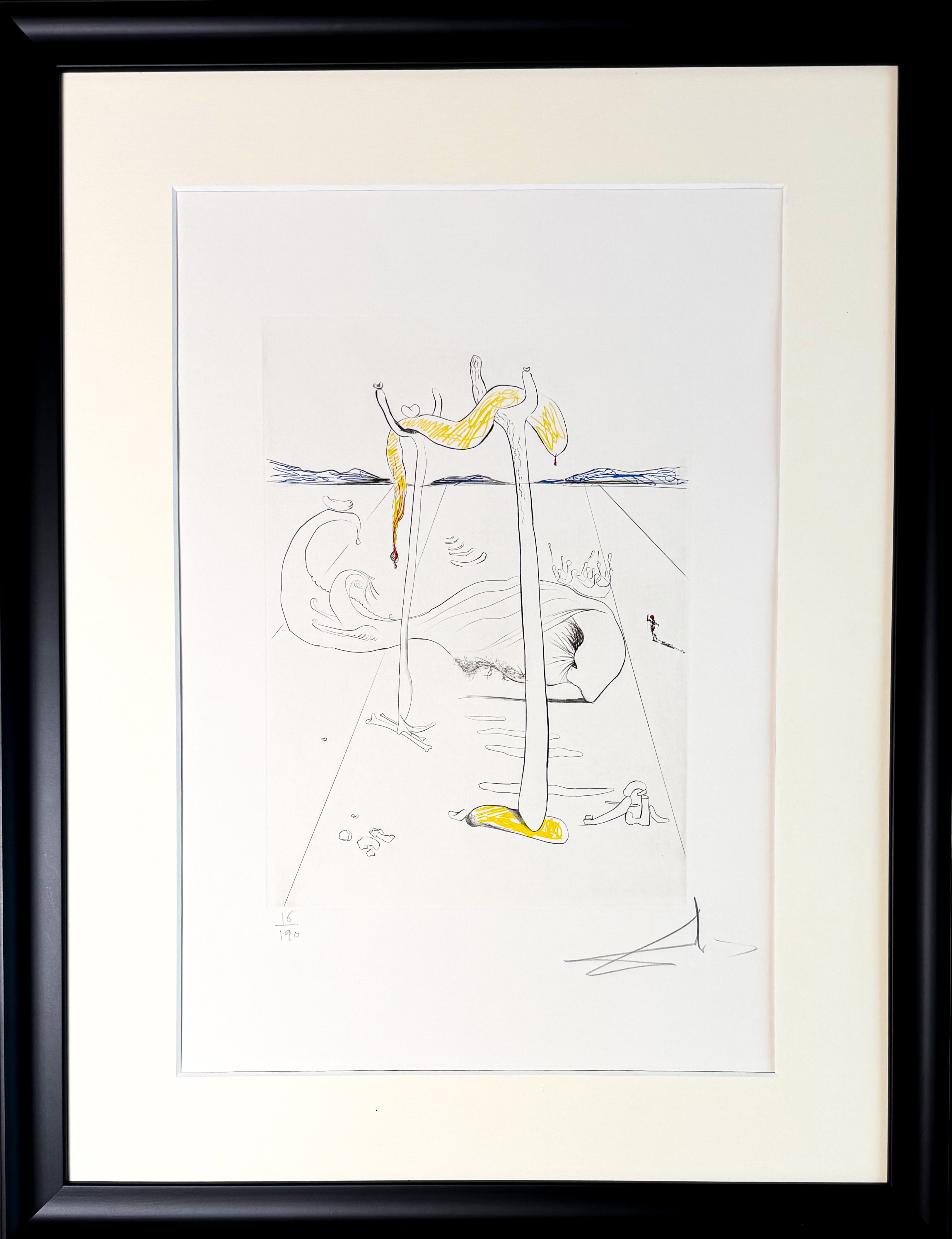 Gravure à la pointe sèche en couleur sur papier Arches, éditée en 1973.u2028
Édition limitée à 190 exemplaires, numérotée 16/190 dans le coin inférieur gauche.u2028
Signé à la main par l'artiste au crayon dans le coin inférieur droit.

Taille du