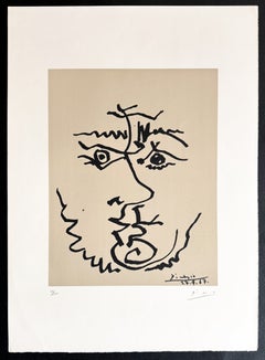 Pablo Picasso - Visage - lithograph on BFK Rives paper - 1967