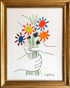 Pablo Picasso - Bouquet de Fleurs - Lithographie couleur sur papier Arches - 1958