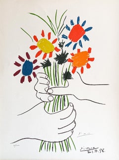 Pablo Picasso - Bouquet de Fleurs - Lithographie couleur sur papier Arches - 1958