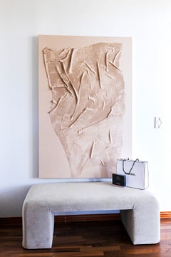 Whispers Beneath - Grande peinture abstraite nordique contemporaine dans les tons crème