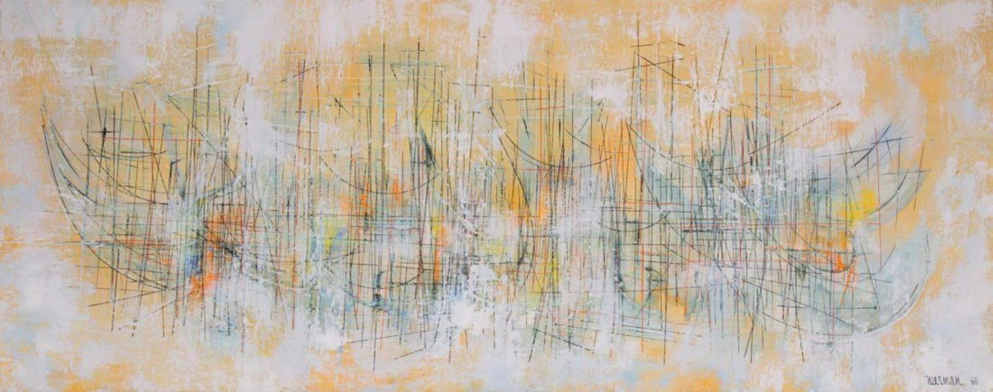 Leonardo Nierman Abstract Painting - Barcos Veleros 