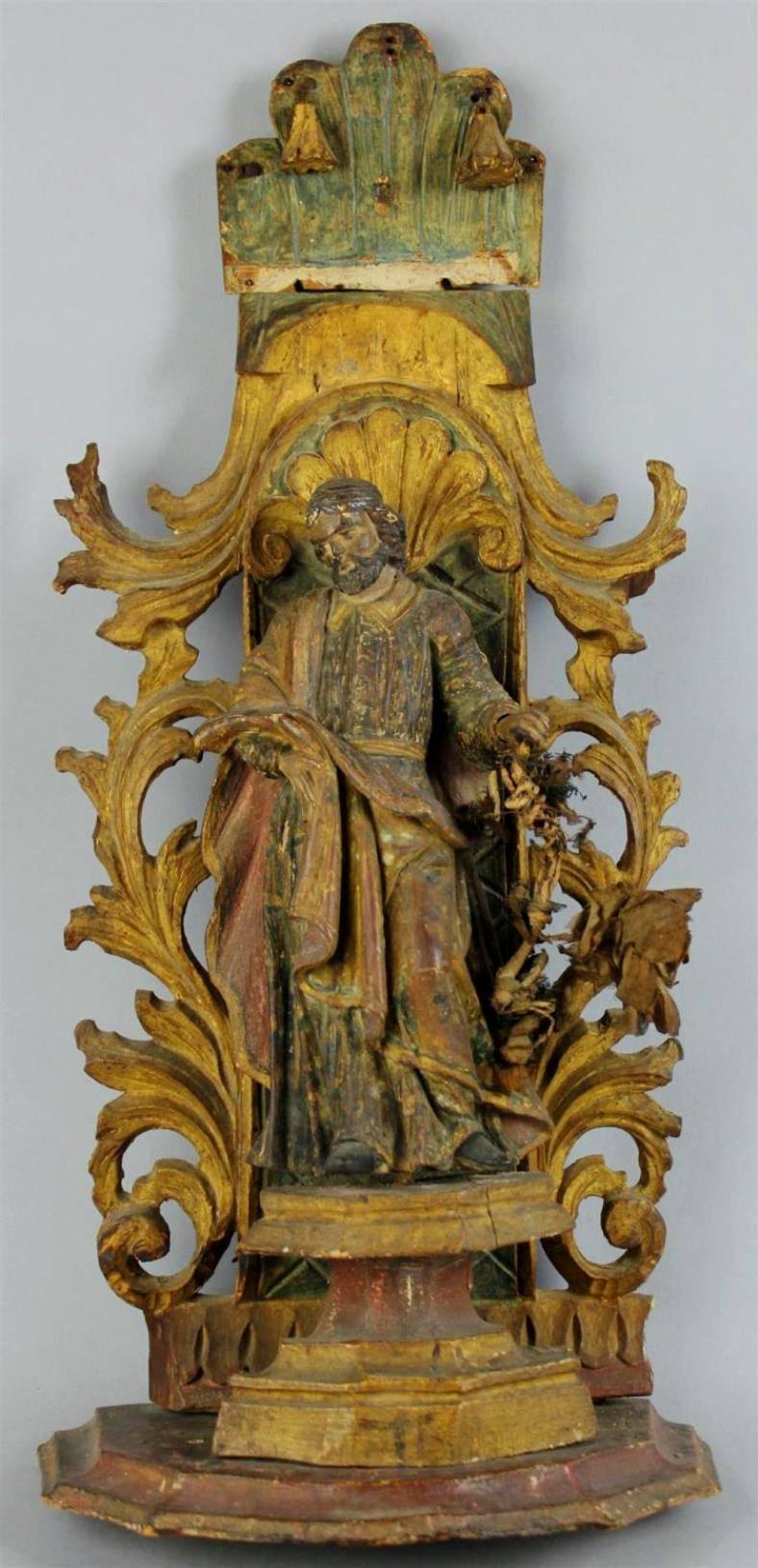 18th century Polychromed Statue of Saint Joseph - Sculpture by Unknown