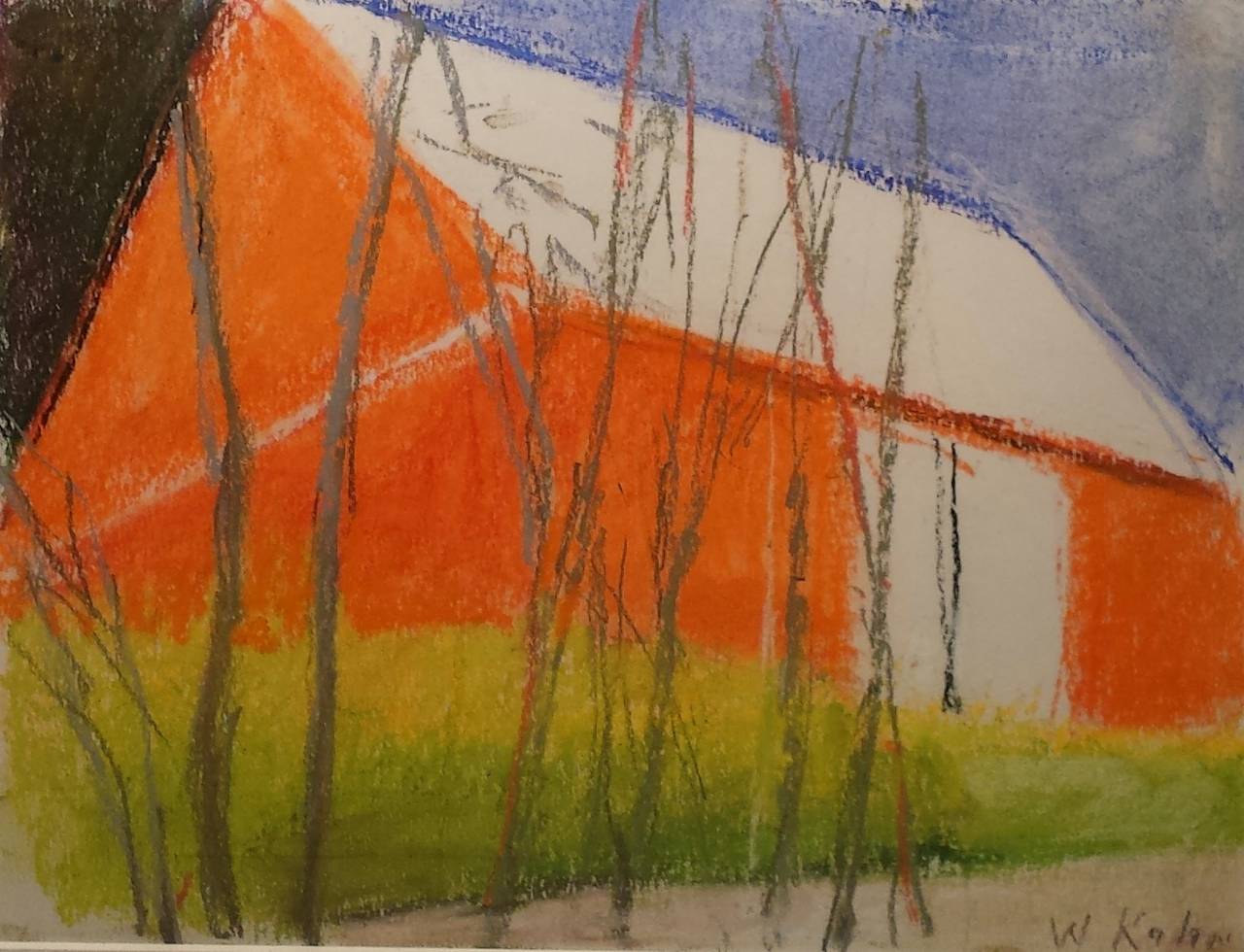 The Orange Barn - Painting by Wolf Kahn