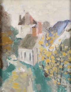 Paysage d'été - Peinture impressionniste française de la moitié du XXe siècle, à l'huile sur panneau