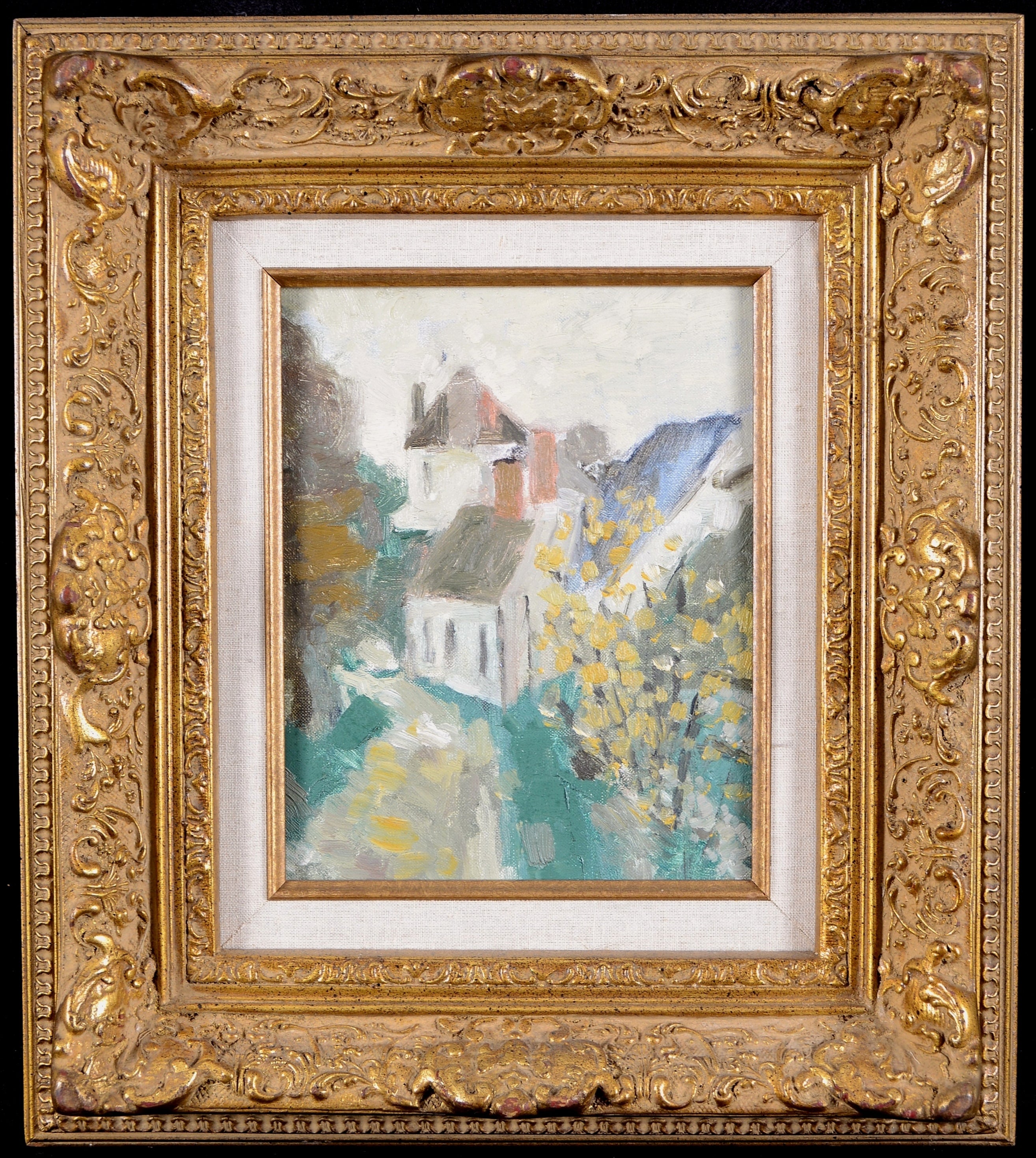 Summer Landscape - Mid 20th Century French Impressionist Oil on Board Painting