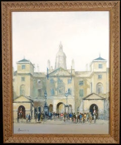 Horse Guards - Grande dipinto militare londinese del XX secolo, in stile impressionista inglese