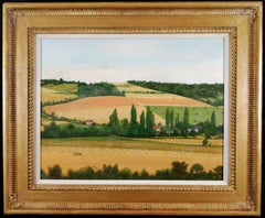 Gérons en Vallée de l'Epte - Large Mid Century French Naïf Landscape Painting