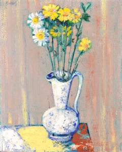 Daisies in a Jug - Mid 20th Century French Flowers Still Life Oil Painting