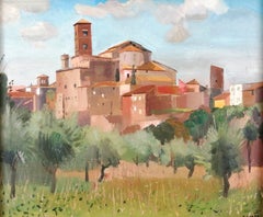 South of France - Large Mid 20th Century Impressionist Landscape Oil Painting