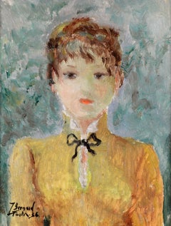 Portrait of a Young Lady - 1930's French Impressionist Figurative Oil Painting