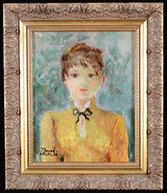 Portrait of a Young Lady - 1930's French Impressionist Figurative Oil Painting