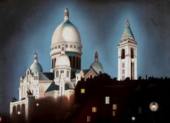 Sacré-Cœur, Paris - Mid 20th Century French Montmartre Landscape Oil Painting