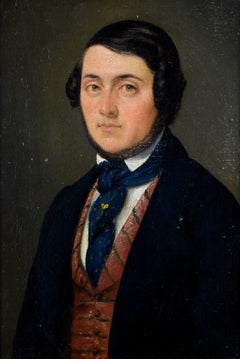 Portrait of a Young Gentleman - 19th Century Antique Belgian Oil Painting