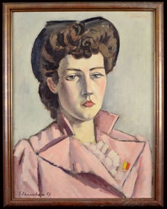Portrait of a Young Lady - Early 20th Century Modern Swiss Oil Painting