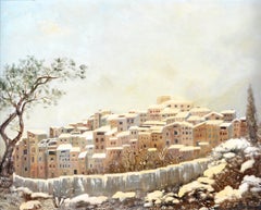 Tourrettes-sur-Loup - 20th Century French Winter Landscape Riviera Oil Painting