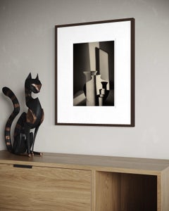 Entre las sombras, Jarrones abstractos de colores terrosos, Fotografía enmarcada