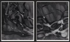 Unique Silver Luminogram Diptych: The Flow of Light Under Water, Signed, framed