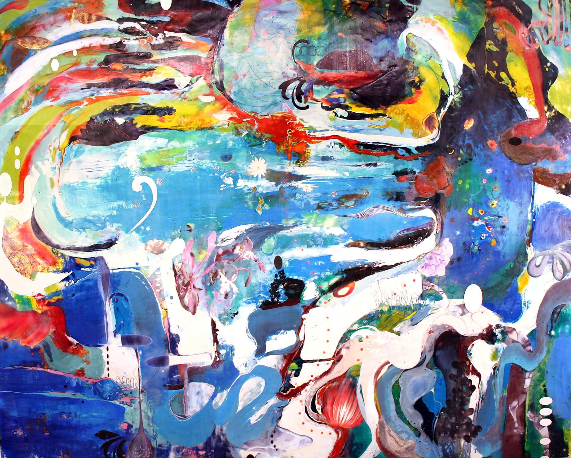 Lorraine Glessner Abstract Painting - One Thousand Waterfalls