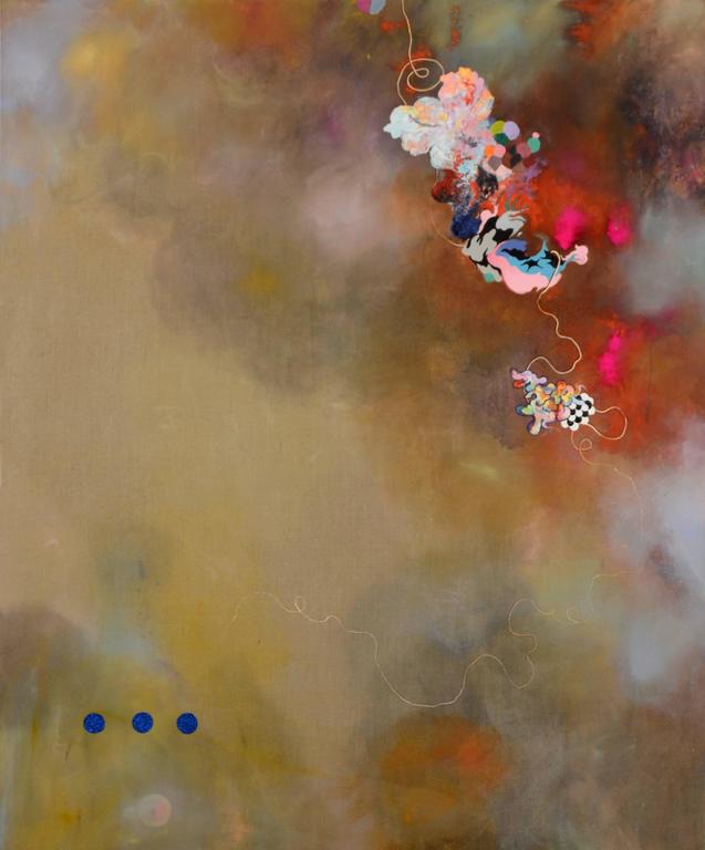 Jackie Tileston Infatuation Engine, Large Painting Red Gold and Blue