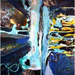 That Strange Space, Large Scale Encaustic Wax Abstract Blue Painting 2