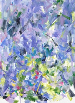 That's How the Light Gets In, Large, Vertical Abstract Purple and Green Painting