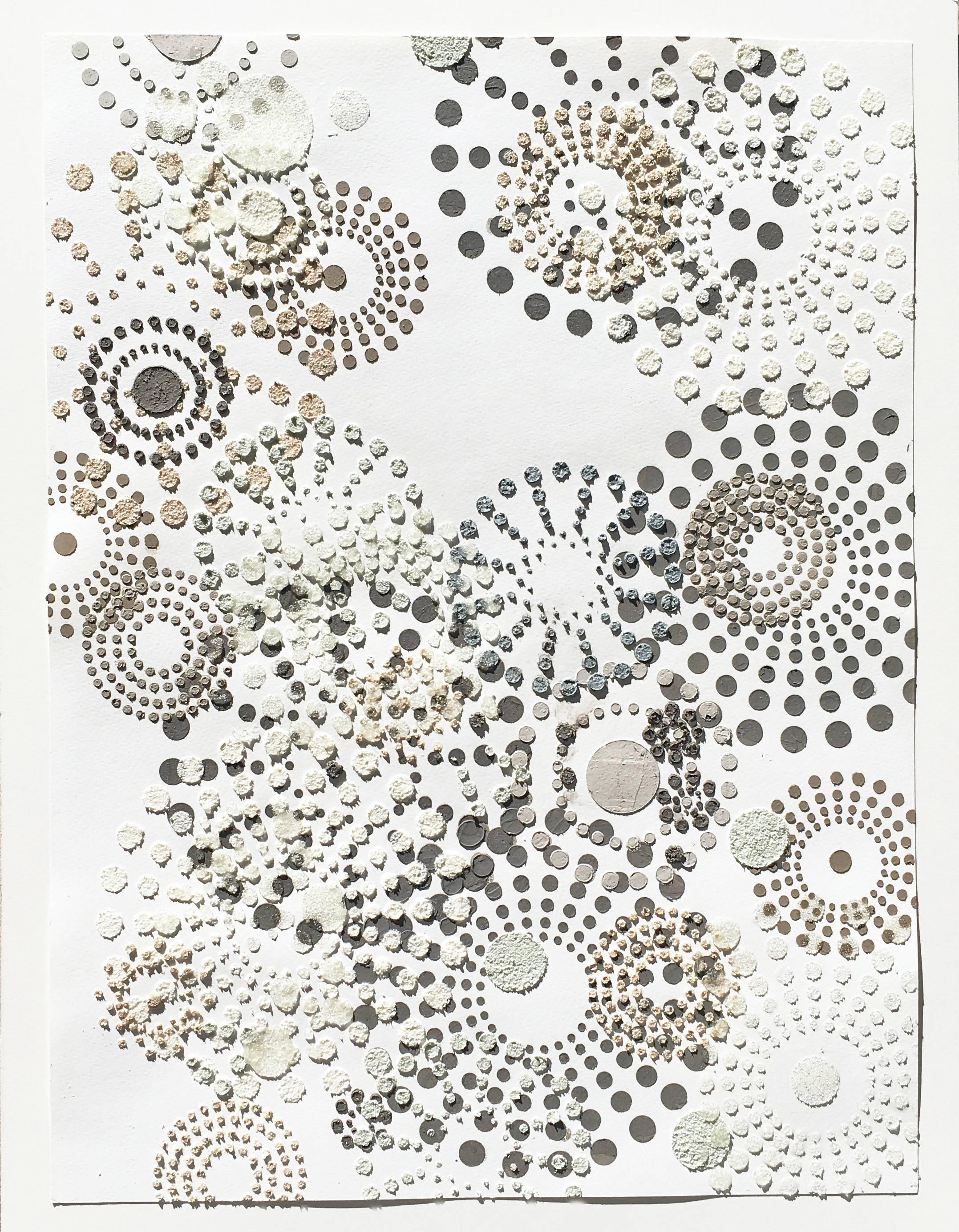 Untitled, Multi Dots, Contemporary Vertical Mixed Material Abstract Light Colors - Mixed Media Art by Eleanor White