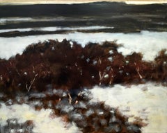 Flanking Birches, Large Forest Landscape, Brown Trees and Dark Green Mountains