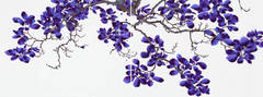 Dark Delight, Long Horizontal Dark Purple Botanical Tree Painting on Mylar