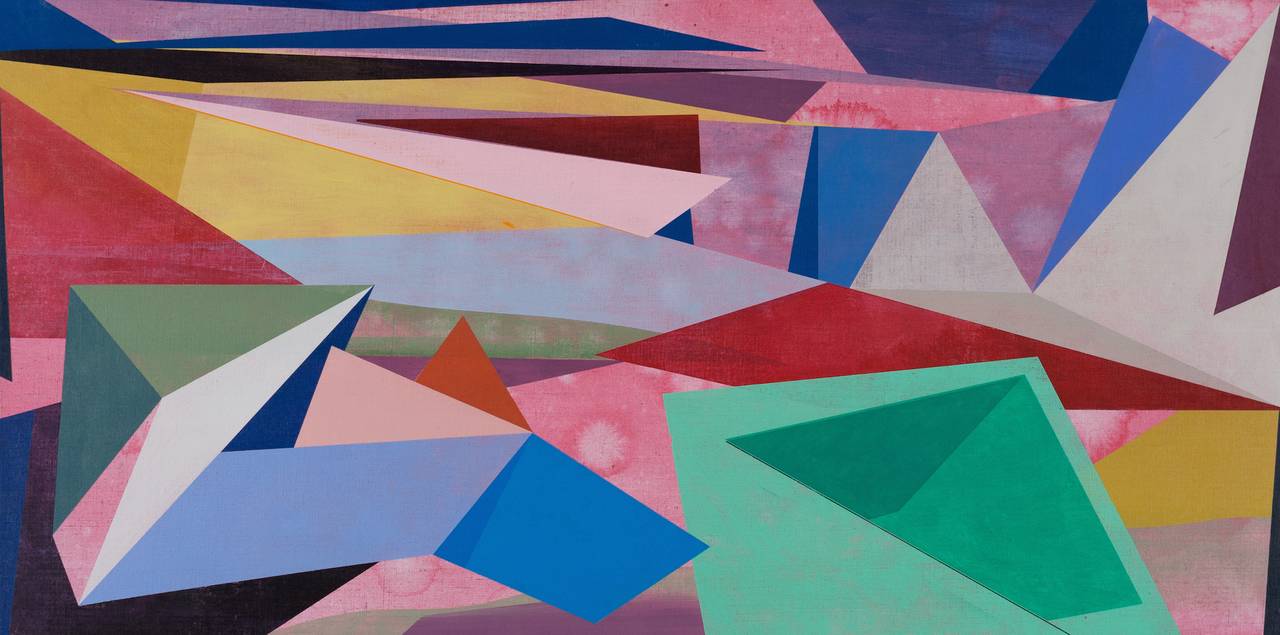 David Collins Untitled, Long Horizontal Geometric Abstract Colorful