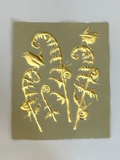 Wrens Ferns and Snails - Gold Leaf Bird Leaves Snail Embossed Paper, 2026