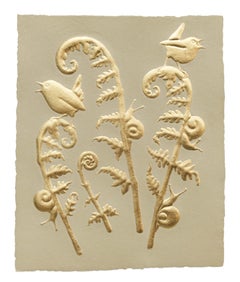 Wrens Ferns and Snails - Gold Leaf Bird Leaves Snail Embossed Paper, 2026