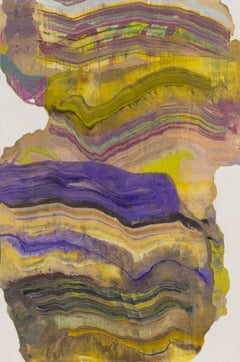 A Hidden Truth - Abstract Geology Encaustic Monotype Golden Yellow Purple, 2026