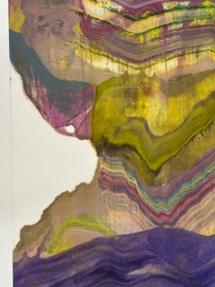 A Hidden Truth - Abstract Geology Encaustic Monotype Golden Yellow Purple, 2026