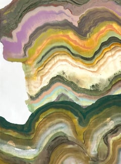 A Slower Life - Abstract Geology Encaustic Monotype Orange Purple Yellow, 2026
