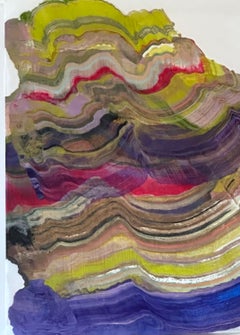 Plunge - Abstract Geology Encaustic Monotype Purple Magenta Pink Yellow, 2026
