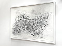 Volitia Runs Offstage - Contemporary Abstract Line Drawing Gray, 2026