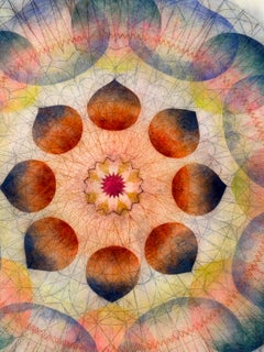 Her Vision - Pink Navy Blue Yellow Geometric Flower Mandala, 2026