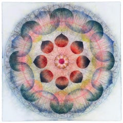 Her Vision - Pink Navy Blue Yellow Geometric Flower Mandala, 2026