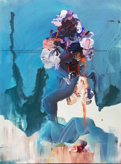 Janna Watson - Silence in Portals, Blue Abstract Vertical Resin Painting Silence in Portals, Blue Abstract Vertical Resin Painting