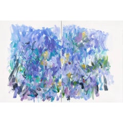 The Whole of the Moon, Large Abstract Diptych in Violet, Purple, Blue and Green 6