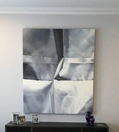 Pale Gray Number Three, Large Vertical Gray Tones Fabric, Realistic, Sheets