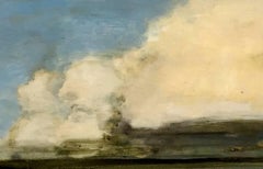 One-Twenty, Dramatic Horizontal Blue, White, Grey Cloud Landscape Oil Painting