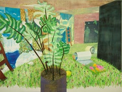 First Day of Spring, Colorful Dreamy Landscape Watercolor on Panel