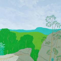 A View, Late Spring, Wyatt Mt., Landscape, Pale Blue Sky, Green Leaves, Mountain