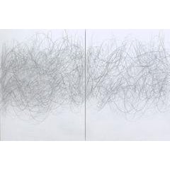 Dovetail, Large Horizontal Abstract Line Drawing Diptych of Sound Waves 11